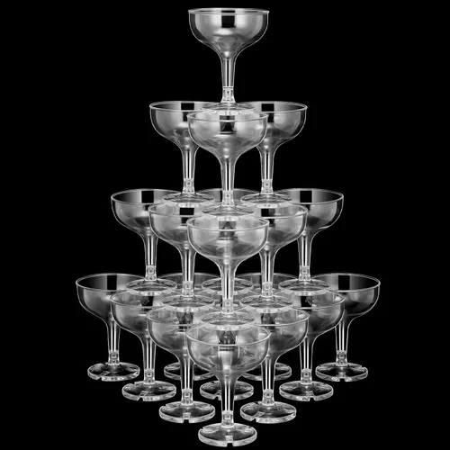 Vista 10 de Zopeal 50 Piezas Copas de Champán de 5 oz Copas de Martini de Plástico Irrompible Copas de Vino Desechables Apilables con Tallo Copas Coupe