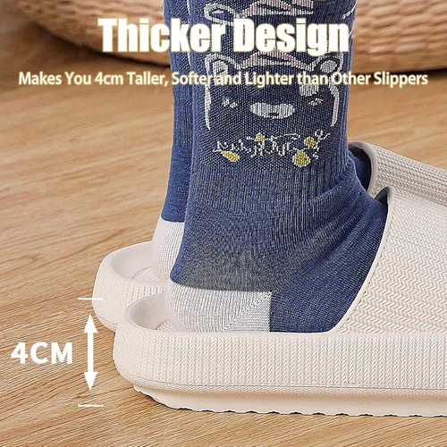 Vista 5 de rosyclo Pantuflas con sensación de nube para mujeres y hombres, pantuflas acolchadas para la ducha, sandalias de baño, máxima comodidad, ligeras