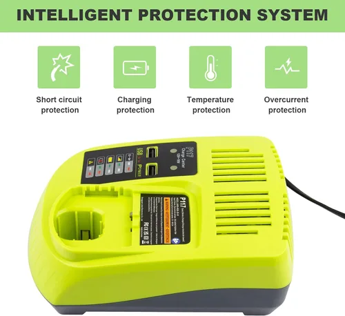 Vista 6 de Reemplazo Ryobi P117 P118 P119 Cargador de química dual Li-ion y Ni-cad Ni-Mh Cargador de batería 12V 18V MAX para batería Ryobi One+ Plus 1400670
