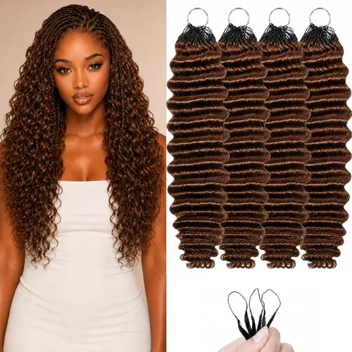 Vista 49 de Human Braiding Hair for Boho Braids 20inch Curly Wave Bulk Bundles 1B (A)1B