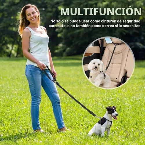 Vista 7 de SlowTon Correa de cinturón de seguridad para perro para auto, paquete de 2 arneses ajustables con amortiguador elástico, correa de 2 en 1 para a.