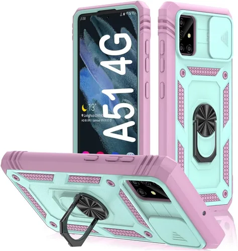 Vista 181 de PASNEW Funda militar para iPhone 13 Pro Max, cubierta de cámara deslizante y soporte de anillo de metal de 360°, carcasa rígida multicapa resistente