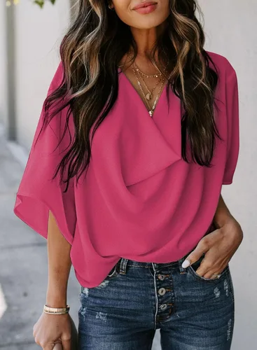 Vista 4 de Dokotoo - Blusas y tops de gasa de manga corta para mujer