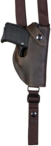Vista 3 de Barsony Nuevo Funda de hombro vertical de cuero marrón para 380 ultra compacto 0.354 in 40 45