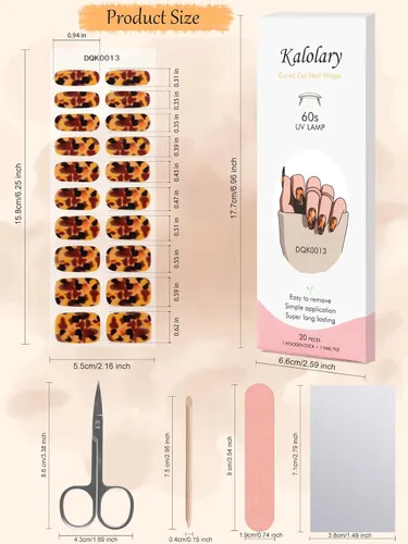 Vista 2 de Kalolary - 20 tiras de esmalte de uñas de gel, color ámbar, autoadhesivas, calcomanías de uñas de gel, impermeables, suministros de decoración