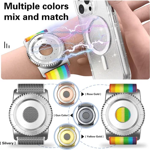 Vista 7 de BAISRKE Magsafe - Soporte magnético para teléfono para correr para iPhone y Android, agarre giratorio de 360° (arco iris y plomizo, regular