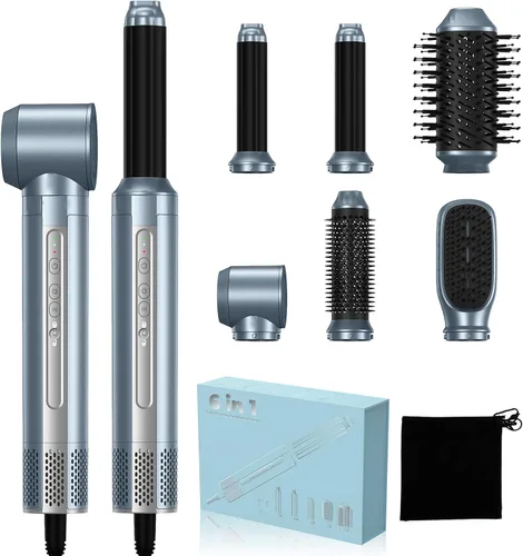 Vista 13 de Cepillo Secador de Cabello 7 en Uno, Set de Cabello de Iones Negativos Mejorado Moldeador de Aire Caliente Rizador Envolvente, Plancha Rizadora