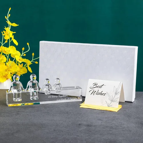 Vista 5 de Ornalrist Regalos de cristal de aniversario de boda de plata para esposa, 25 años juntos hicimos un recuerdo de decoración de cristal familiar