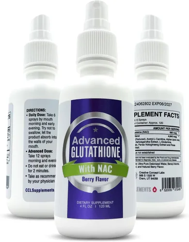 Vista 8 de Spray de glutatión liposomal líquido, suplemento de glutatión de máxima absorción con NAC, Ashwagandha, glutamina, ácido ascórbico, fácil uso