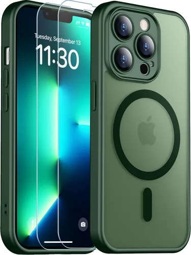 Vista 196 de SPIDERCASE Funda magnética translúcida diseñada para iPhone 11, con 2 protectores de pantalla de vidrio templado, antihuellas, para iPhone 11 de 6.1