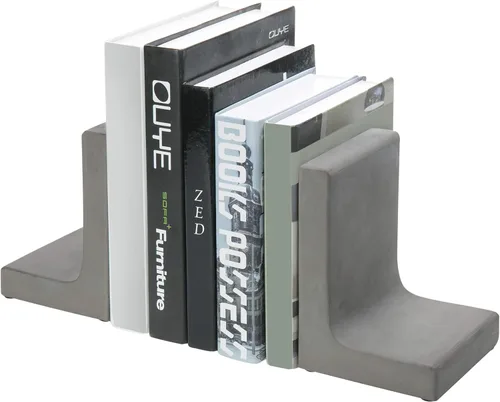 Vista 8 de MyGift Sujetalibros modernos de hormigón dorado para libros pesados y libros de texto, soporte para libros de escritorio, 1 par