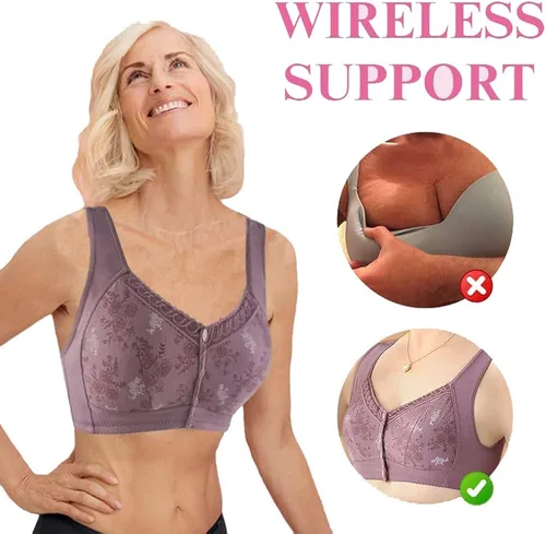Vista 3 de Wmstylist.Com Brasier de estilista Wm para personas mayores, cierre frontal, glamorette con cierre frontal para mujer poscirugía