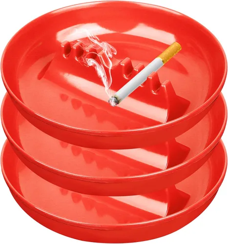 Vista 7 de Juego de 3 ceniceros de colores surtidos, bandeja de cenizas para cigarrillos y puros, ceniceros redondos de plástico de gran tamaño, para 3 piezas