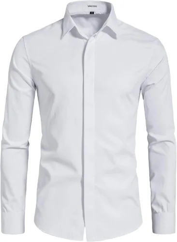 Vista 12 de Camisas de vestir de manga larga para hombre Negro