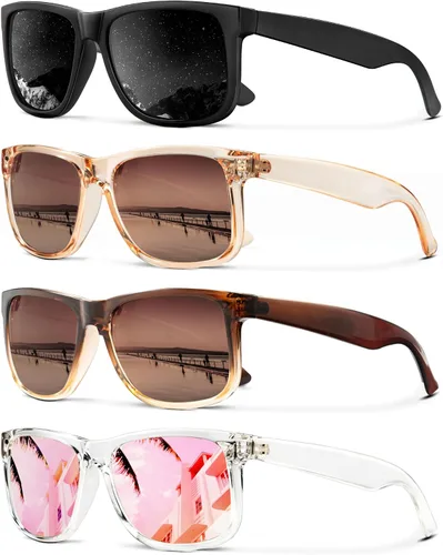 Vista 15 de KALIYADI Sunglasses Men Polarized Sun glasses for Mens Womens Classic Matte Black Frame UV Protection 3pack negro + negro + amarillo + amarillo