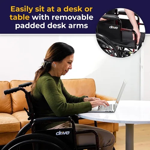 Vista 6 de Silla de ruedas ligera Drive Medical Rebel, rojo