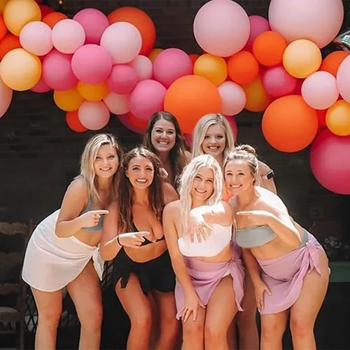 Vista 8 de Kit de arco de guirnalda de globos rosados, kit de arco de globos de color rosa, amarillo y naranja, globos de látex para fiesta de cumpleaños, baby