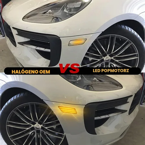 Vista 7 de POPMOTORZ - Kit de luces de señalización lateral para parachoques delantero, luces ámbar LED completas para intermitentes para Porsche Ma-can Lente