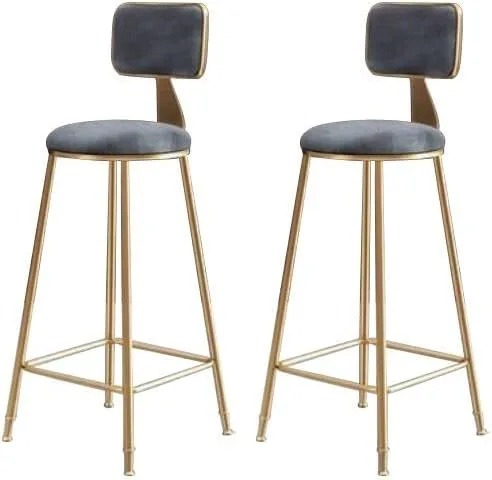 Vista 13 de Taburete moderno para mostrador, taburete sin brazos, taburete de hierro con cojín y pedal, 1 taburete corto (18 pulgadas de alto) azul