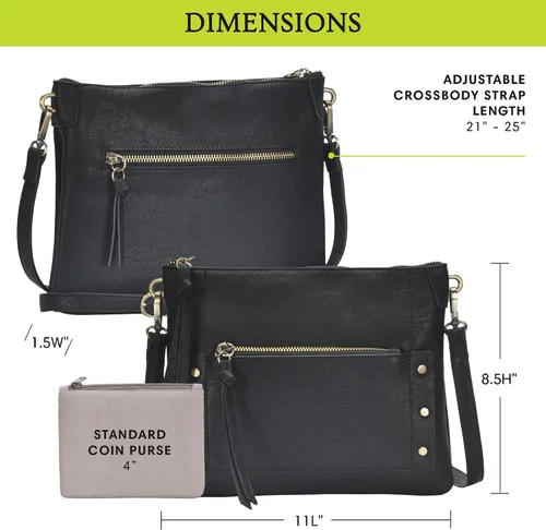 Vista 6 de Antik Kraft The Savannah Crossbody Bolso de hombro Bolso de hombro de cuero vegano con correa cruzada extraíble 11 x 1.5 x 8.5 pulgadas