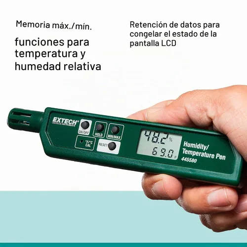 Vista 6 de Extech 445580 Medidor de humedad y temperatura de tamaño pluma con clip de bolsillo