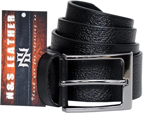 Vista 3 de N&S LEATHER Cinturones para hombre, cinturón de cuero para hombre, cinturones casuales grandes y altos para hombre, cinturones de cuero sólido sin