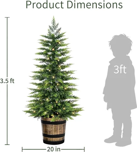 Vista 3 de Puleo International Juego de 2 árboles de Navidad en maceta preiluminados