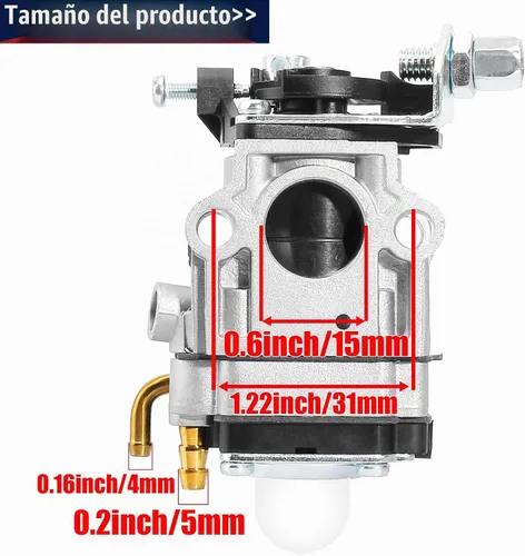 Vista 3 de Carburador para motor de 2 tiempos de 33cc 40cc 43cc 47cc 49cc 50cc con entrada de 15mm para Dirt Pocket Rocket, ATV, Scooter, Mini Chopper, Quad