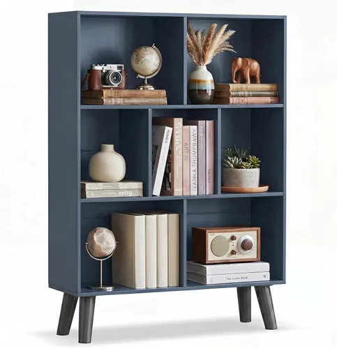 Vista 25 de YAHARBO Estantería de 2 cubos, soporte para tocadiscos negro con almacenamiento de vinilo de hasta 100 álbumes, estante horizontal para libros