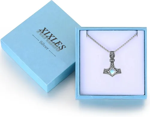 Vista 7 de Mjolnir - Collar de martillo de plata de ley 925, collar de martillo de Thor, collar con colgante de martillo de Thors de Mjolnir, collares