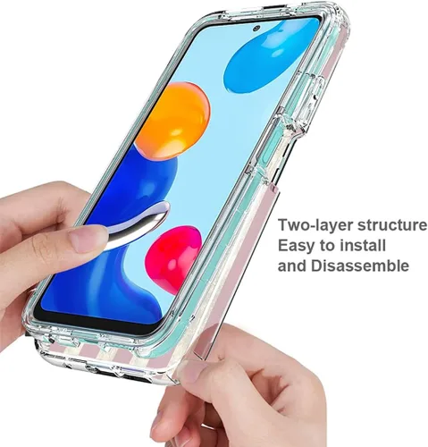 Vista 4 de Funda para Redmi Note 11 (4G)/Redmi Note 11S con protector de pantalla de vidrio templado, cuerpo completo, lindo diseño floral, a prueba de golpes