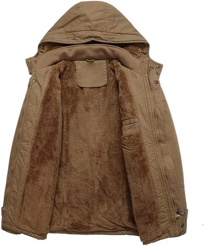 Vista 3 de CRYSULLY - Abrigo de invierno con capucha extraíble para hombre