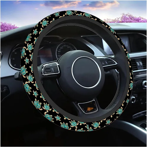 Vista 19 de Swono Fundas de volante de neopreno antideslizantes con diseño de fantasmas lindos y divertidos fantasmas bailarines de Halloween, agarre cómodo