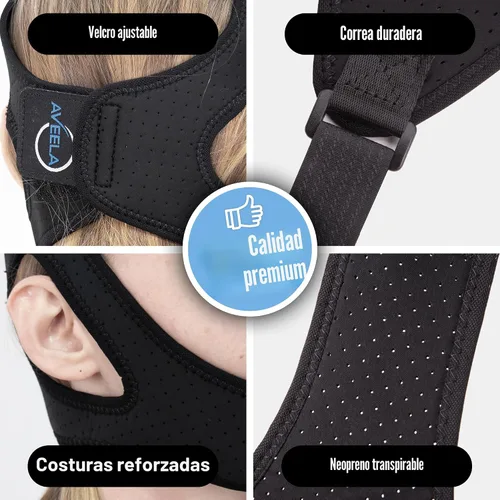 Vista 3 de AVEELA Correa de barbilla para dormir y usuarios de CPAP Correa de barbilla antironquidos, correa de mandíbula ajustable para apnea del sueño