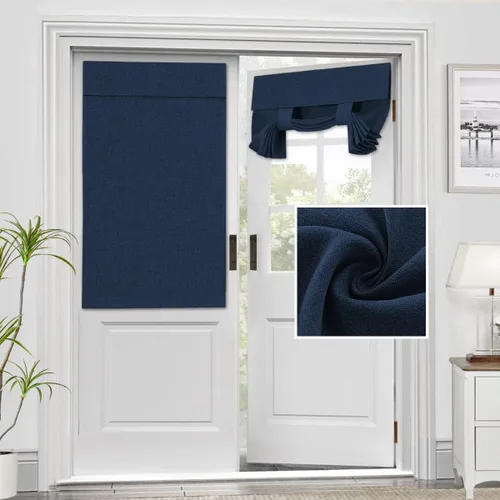 Vista 19 de H.VERSAILTEX - Cortinas para puerta francesa de lino con textura, persianas de privacidad impermeables para ventana de cocina, oscurecimiento