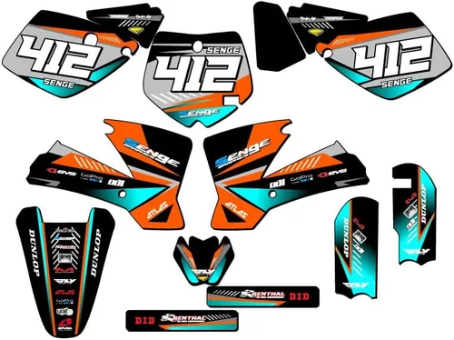 Vista 6 de 2002-2008 SX 65 SURGE Black Senge Kit de base gráfica compatible con KTM
