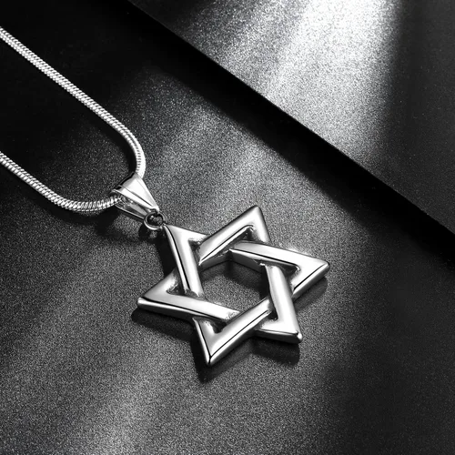 Vista 8 de Star of Magen David Necklace Mens 316L Stainless Steel Jewish Israel Hebrew Judaic Pendant Seal of Solomon Talisman Tantrism Hexagram Estrella