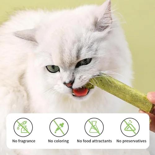 Vista 10 de Meowly Palitos de hierba de gato de 3.88 oz para gatos, palitos de hierba natural con sabor a pollo para limpieza de dientes y remedio para bolas