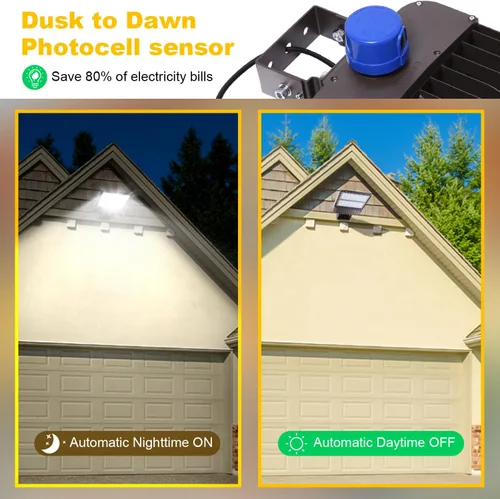 Vista 4 de Luz LED para Estacionamiento de 200W 28000LM Brillante del Anochecer al Amanecer Reflectores Exteriores con Soporte de Yugo de Pared Trunnion 5500K