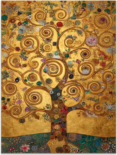Vista 18 de VOCBAN Nature Tree of Life Abstract Pictures Canvas Painting Large Modern Canvas Wall Art Colorful Trees Living Room Wall Decor Plant Prints(black