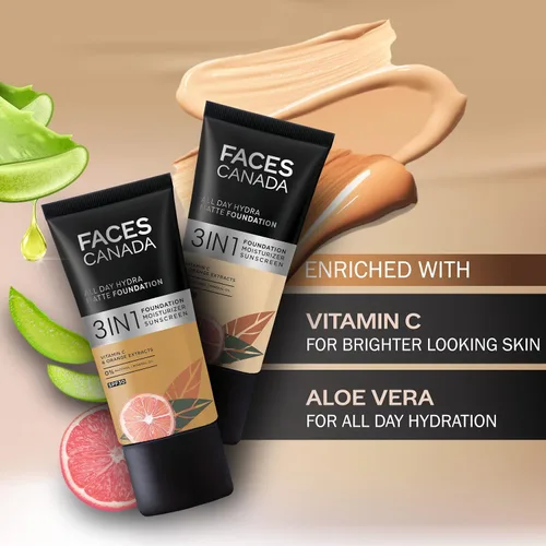 Vista 3 de FACESCANADA All Day Hydra Matte Foundation With SPF 30 - Rose Ivory Protector solar hidratante 3 en 1 Sin aceite con vitamina C 0.85 onzas