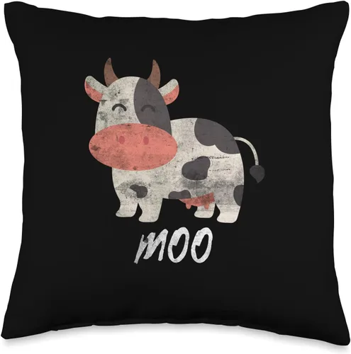 Vista 4 de Cow Farm Animal Country Life Farmer Gifts Funny Moo Kawaii - Almohada para amantes de la vaca de granja, 18 x 18 pulgadas, multicolor