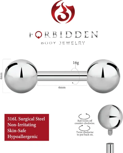 Vista 40 de Piercing para el cuerpo de titanio con rosca interna de 0.45 a 0.63 onzas (se vende individualmente)