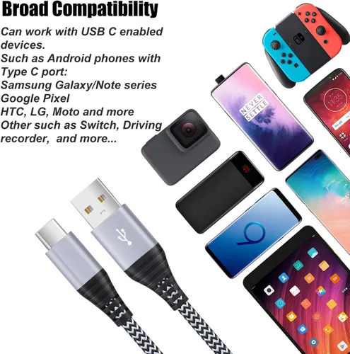 Vista 7 de Costyle - Cargador de pared USB doble, paquete de 3 unidades en total de 30 W USB con cable USB C de 10 pies de largo, compatible con Samsung Galaxy