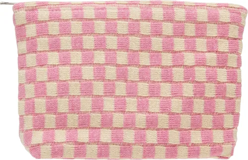 Vista 80 de PAZIMIIK Bolsa de Maquillaje a Cuadros para Bolso Portátil con Cremallera, Estuche Pequeño de Cosméticos para Accesorios de Viaje, Azul Ártico