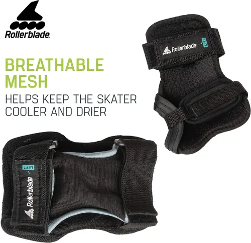 Vista 4 de Rollerblade Skategear Junior - Paquete de 3 unidades de equipo de protección, rodilleras, coderas y muñequeras, protección multideportiva, juvenil