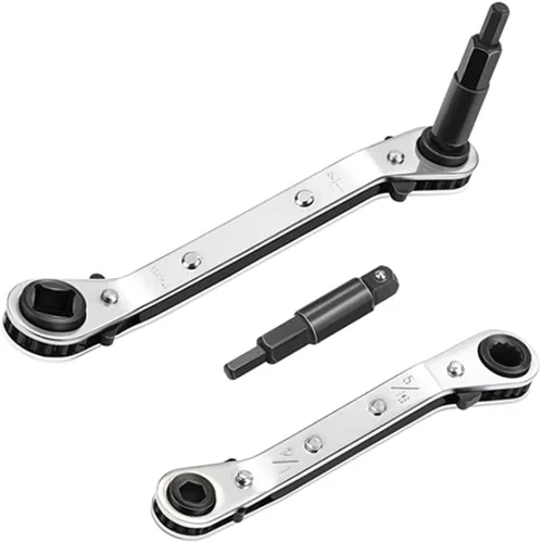 Vista 5 de Llave de trinquete Llave de servicio de trinquete 3/8 "a 1/4" para reparación de equipos de refrigeración con adaptador de bits