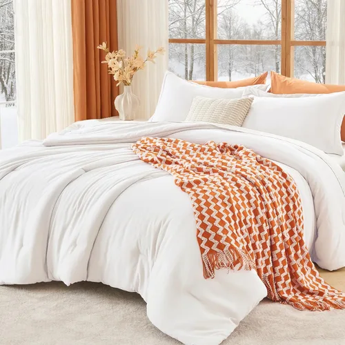 Vista 38 de MUXHOMO Juego de edredón beige tamaño individual/individual XL, ropa de cama alternativa ultrasuave para todas las estaciones. El juego de cama