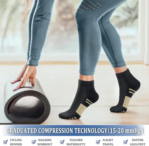 Vista 2 de CHARMKING Calcetines de compresión para mujeres y hombres, circulación de 15 a 20 mmHg, lo mejor para atletismo, correr, ciclismo, enfermera, uso