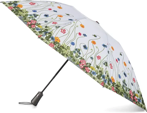 Vista 17 de Totes Reverse Close Folding Inbrella with Auto Open Close and Compact FLORAL ELÉCTRICO NEGRO